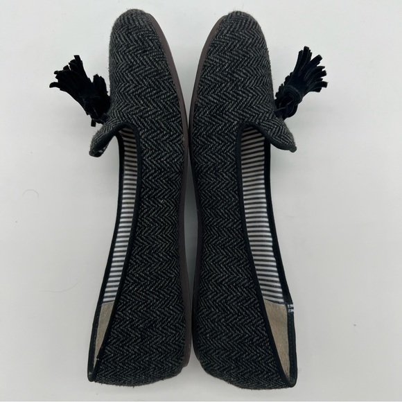 Charles Philip Shanghai Leather Tweed Herringbone Flats Black Tassel Size 7.5 - Picture 7 of 11